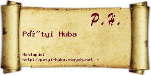 Pétyi Huba névjegykártya